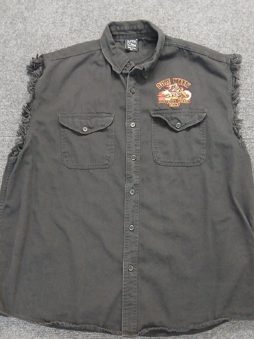 Daytona Bike Week Black Sleeveless Button-Up 100% Cotton Shirt Mens Sz 2X